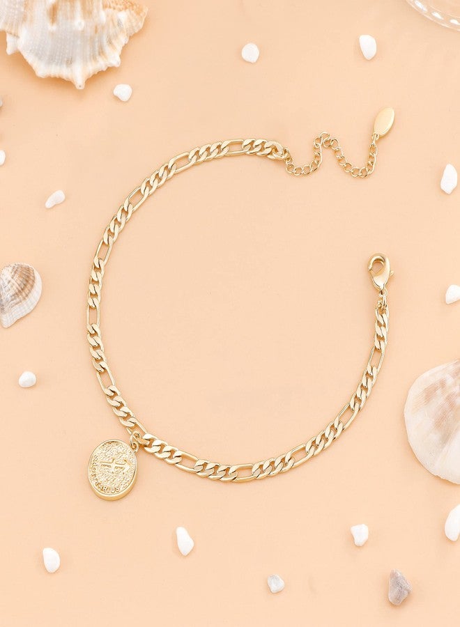 Lcherry Anklets for Women Dainty Zodiac Constellation Waterproof Anklet Zodiac Sign Disc Sagittarius Ankle Bracelet - Image 5